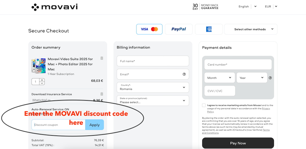 Movavi how to use a discount coupon