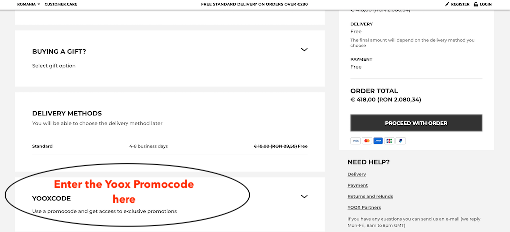 How to use a Yoox promocode