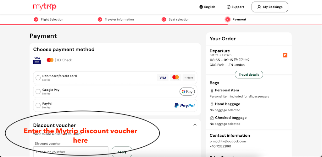 How to use a Mytrip discount voucher