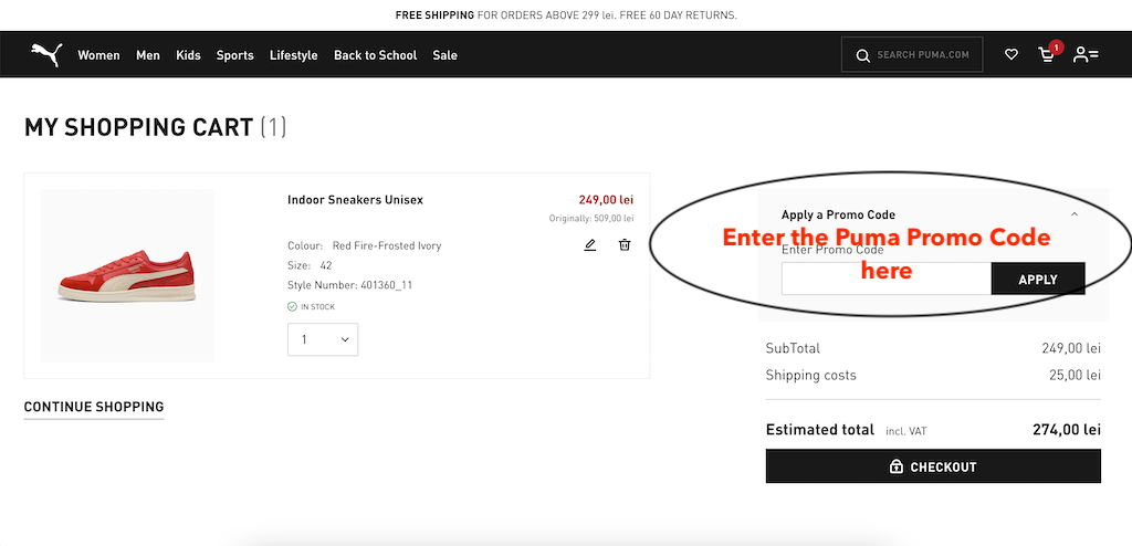 How to use a Puma promo code