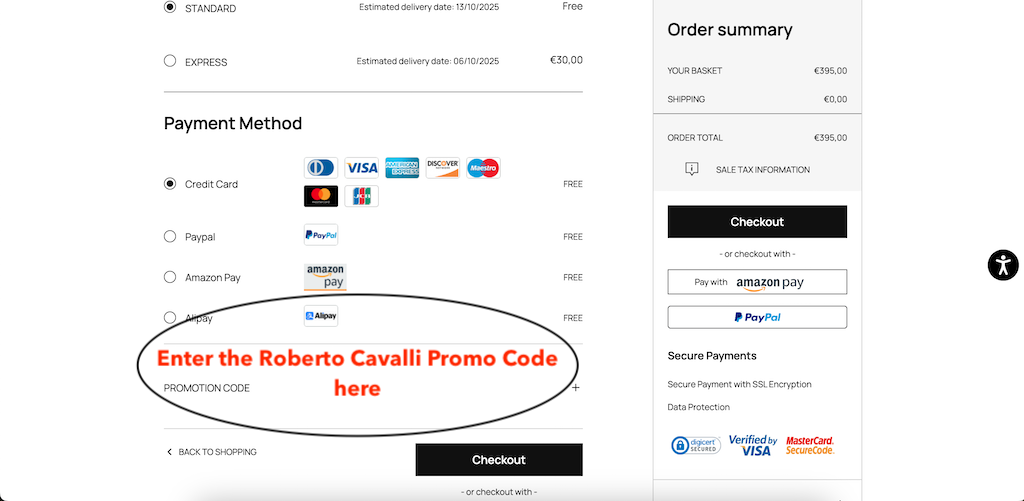 How to apply a Roberto Cavalli discount code