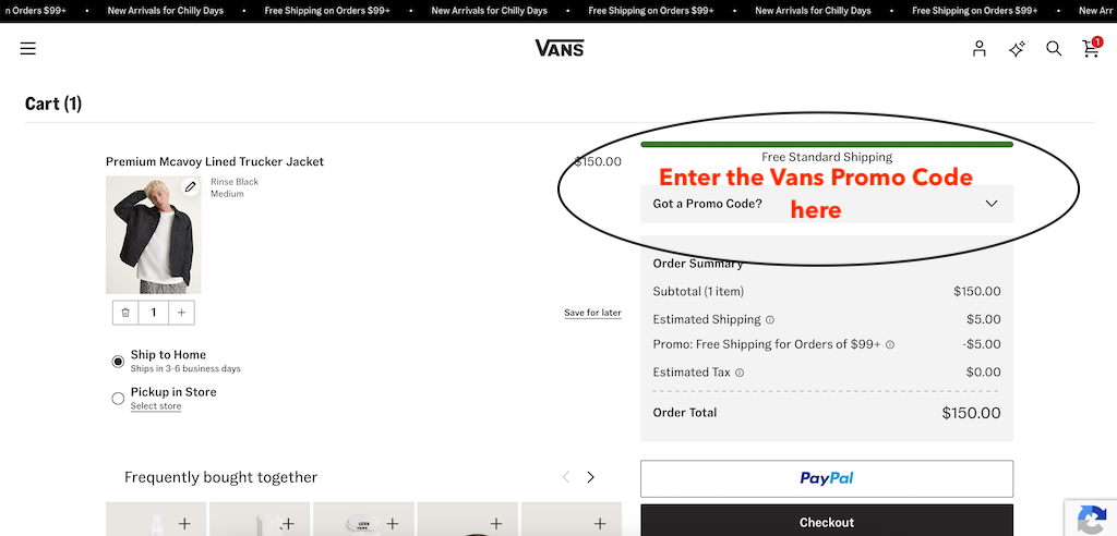 How to use a Vans promo code